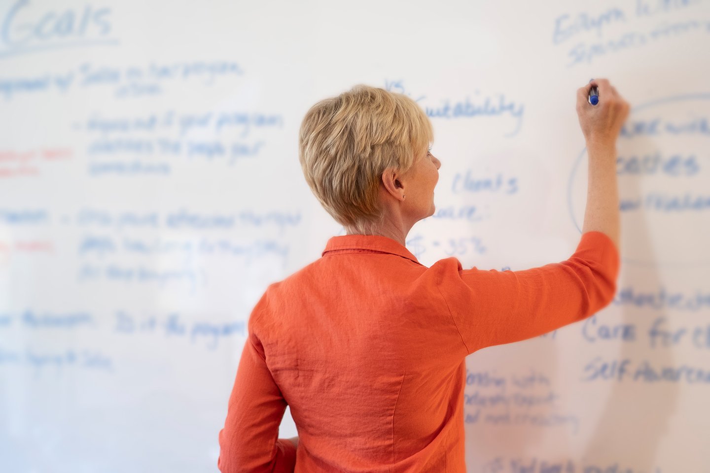 Click to Add business owner writing down new years goals